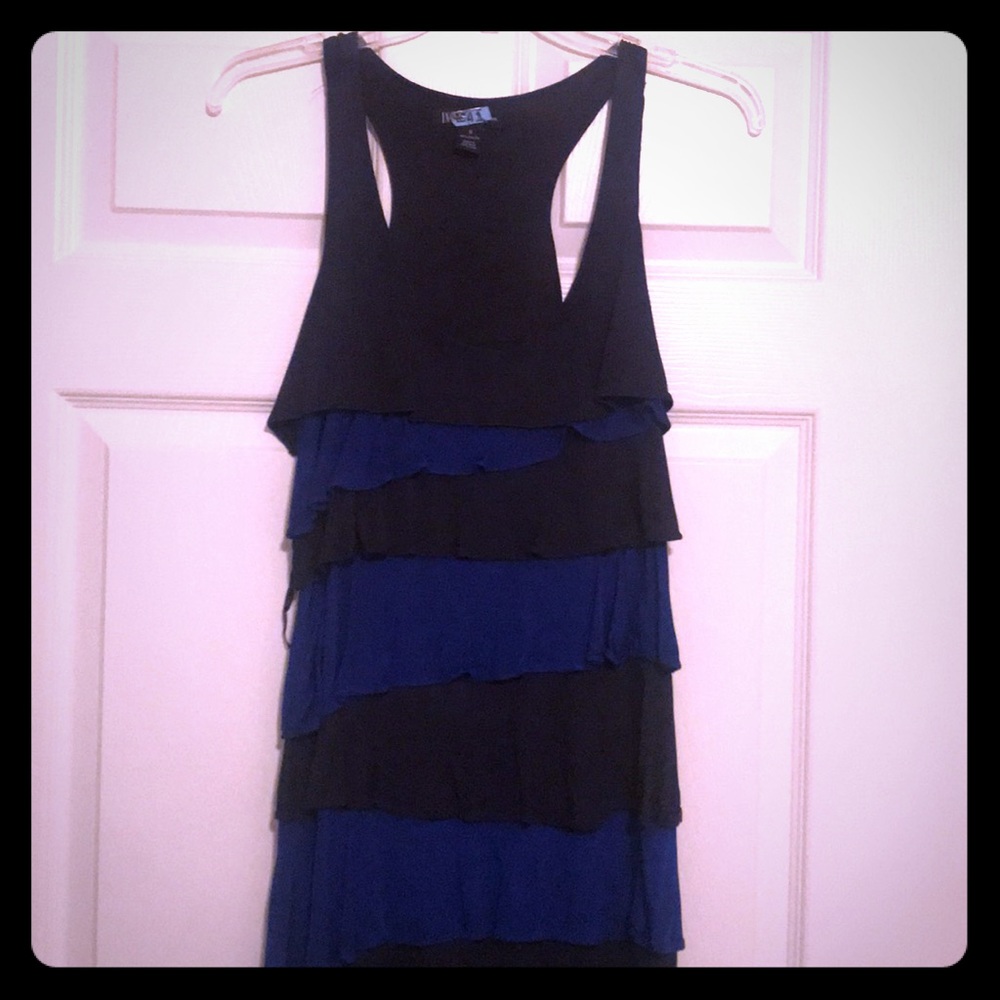 Blue ruffled mini dress